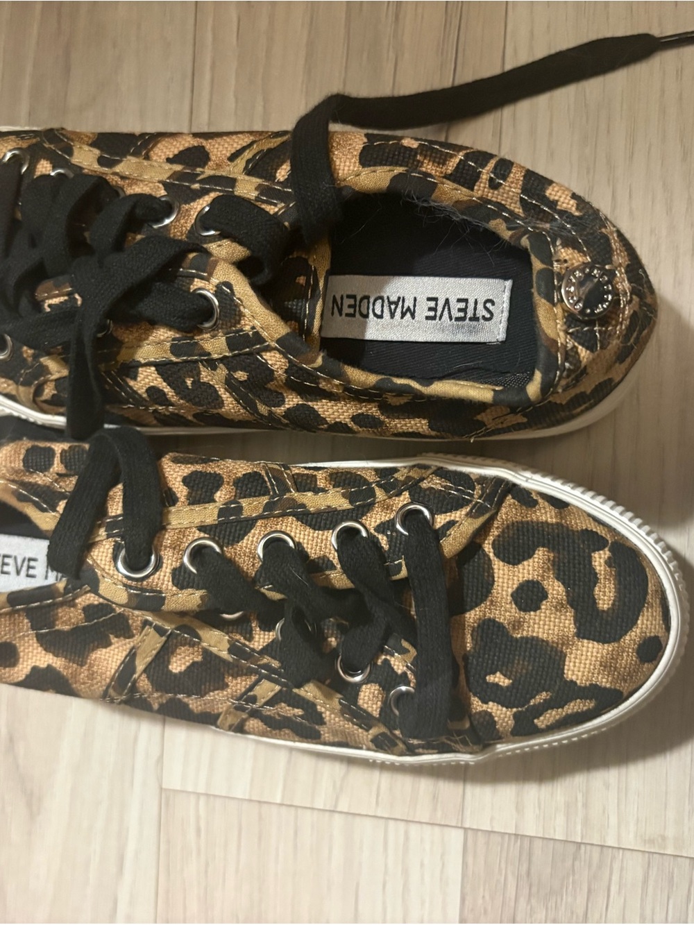 Steve Madden Leopard Print Canvas Platform Sneakers - Black & Brown